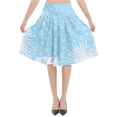 Flower Illustrations Flared Midi Skirt by HermanTelo