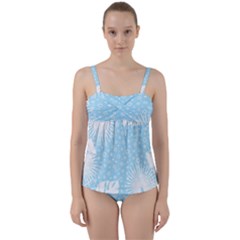 Flower Illustrations Twist Front Tankini Set