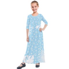 Flower Illustrations Kids  Quarter Sleeve Maxi Dress by HermanTelo