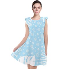 Flower Illustrations Tie Up Tunic Dress