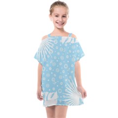 Flower Illustrations Kids  One Piece Chiffon Dress