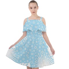 Flower Illustrations Cut Out Shoulders Chiffon Dress by HermanTelo