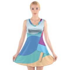 Ice Summer Beach Sea Dessert V-neck Sleeveless Dress by HermanTelo