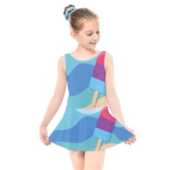 Ice Summer Beach Sea Dessert Kids  Skater Dress Swimsuit by HermanTelo