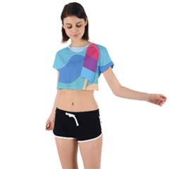 Ice Summer Beach Sea Dessert Tie Back Short Sleeve Crop Tee