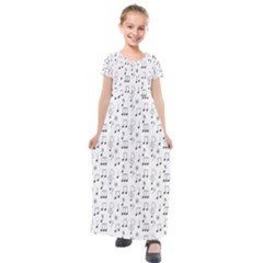 Music Notes Wallpaper Kids  Short Sleeve Maxi Dress