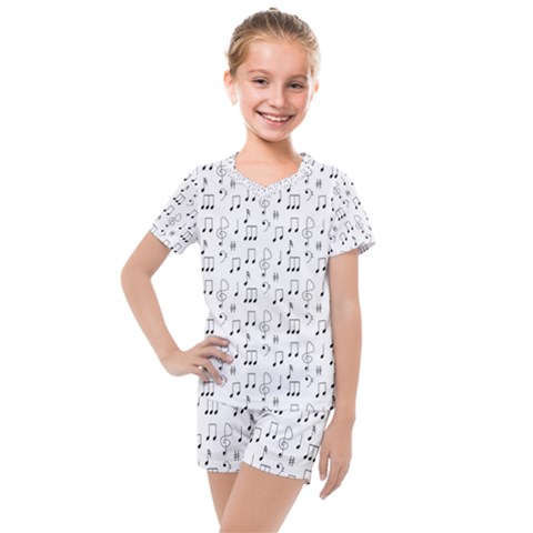 Music Notes Wallpaper Kids  Mesh Tee And Shorts Set by Mariart