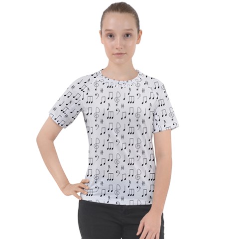 Music Notes Wallpaper Women s Sport Raglan Tee by Mariart