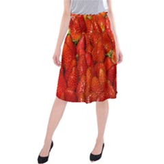 Colorful Strawberries At Market Display 1 Midi Beach Skirt by dflcprintsclothing