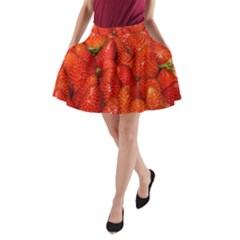 Colorful Strawberries At Market Display 1 A-line Pocket Skirt by dflcprintsclothing