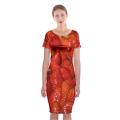 Colorful Strawberries At Market Display 1 Classic Short Sleeve Midi Dress by dflcprintsclothing