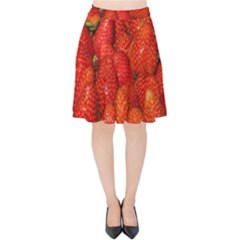 Colorful Strawberries At Market Display 1 Velvet High Waist Skirt by dflcprintsclothing