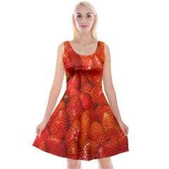 Colorful Strawberries At Market Display 1 Reversible Velvet Sleeveless Dress