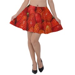 Colorful Strawberries At Market Display 1 Velvet Skater Skirt by dflcprintsclothing