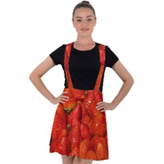 Colorful Strawberries At Market Display 1 Velvet Suspender Skater Skirt by dflcprintsclothing