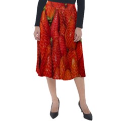 Colorful Strawberries At Market Display 1 Classic Velour Midi Skirt  by dflcprintsclothing