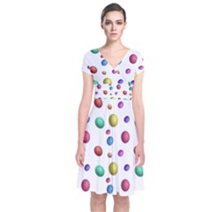 Egg Easter Texture Colorful Short Sleeve Front Wrap Dress