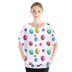 Egg Easter Texture Colorful Batwing Chiffon Blouse