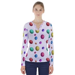 Egg Easter Texture Colorful V-neck Long Sleeve Top