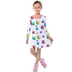 Egg Easter Texture Colorful Kids  Long Sleeve Velvet Dress by HermanTelo