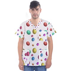 Egg Easter Texture Colorful Men s V-neck Scrub Top