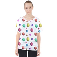 Egg Easter Texture Colorful V-neck Dolman Drape Top