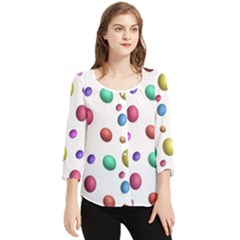 Egg Easter Texture Colorful Chiffon Quarter Sleeve Blouse by HermanTelo