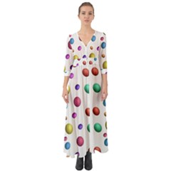 Egg Easter Texture Colorful Button Up Boho Maxi Dress by HermanTelo