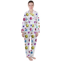 Egg Easter Texture Colorful Satin Long Sleeve Pyjamas Set