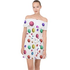 Egg Easter Texture Colorful Off Shoulder Chiffon Dress by HermanTelo