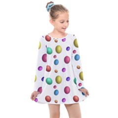 Egg Easter Texture Colorful Kids  Long Sleeve Dress