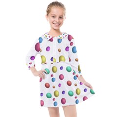 Egg Easter Texture Colorful Kids  Quarter Sleeve Shirt Dress by HermanTelo