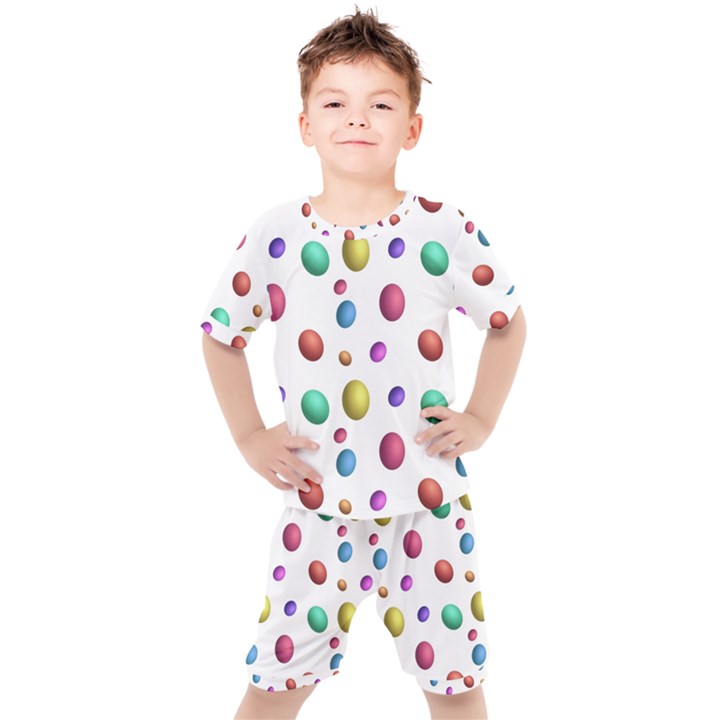 Egg Easter Texture Colorful Kids  Tee and Shorts Set