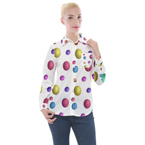 Egg Easter Texture Colorful Women s Long Sleeve Pocket Shirt by HermanTelo