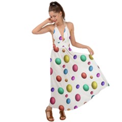 Egg Easter Texture Colorful Backless Maxi Beach Dress by HermanTelo