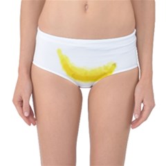 Banana Fruit Watercolor Painted Mid-waist Bikini Bottoms