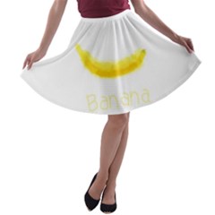 Banana Fruit Watercolor Painted A-line Skater Skirt by Mariart