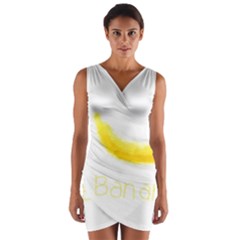 Banana Fruit Watercolor Painted Wrap Front Bodycon Dress by Mariart