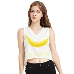 Banana Fruit Watercolor Painted V-neck Cropped Tank Top