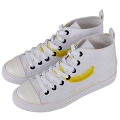 Banana Fruit Watercolor Painted Women s Mid-top Canvas Sneakers by Mariart