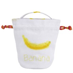 Banana Fruit Watercolor Painted Drawstring Bucket Bag