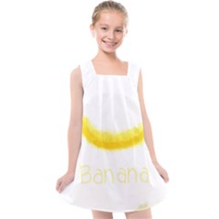 Banana Fruit Watercolor Painted Kids  Cross Back Dress