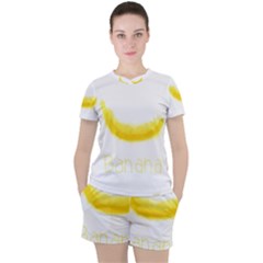 Banana Fruit Watercolor Painted Women s Tee And Shorts Set