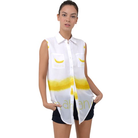 Banana Fruit Watercolor Painted Sleeveless Chiffon Button Shirt by Mariart