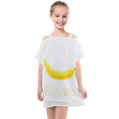 Banana Fruit Watercolor Painted Kids  One Piece Chiffon Dress by Mariart