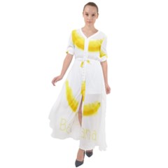 Banana Fruit Watercolor Painted Waist Tie Boho Maxi Dress by Mariart