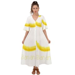 Banana Fruit Watercolor Painted Kimono Sleeve Boho Dress