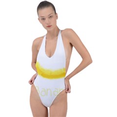 Banana Fruit Watercolor Painted Backless Halter One Piece Swimsuit by Mariart