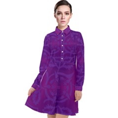 Cloister Advent Purple Long Sleeve Chiffon Shirt Dress by HermanTelo