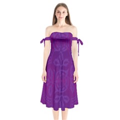 Cloister Advent Purple Shoulder Tie Bardot Midi Dress